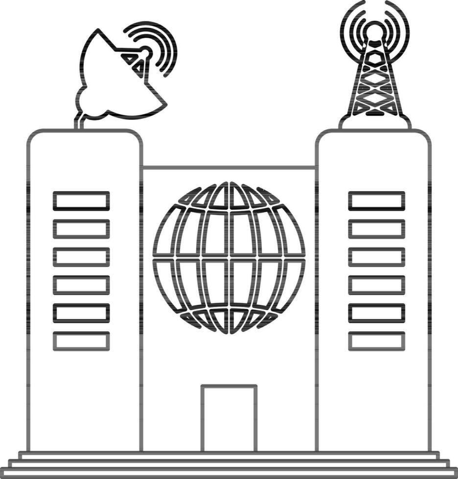 Antenna satellite globe on Building. vector