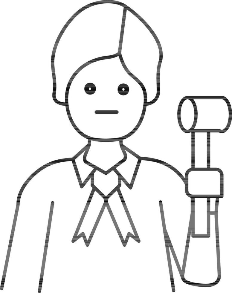 Black Line Art Illustration of Judge Icon. vector