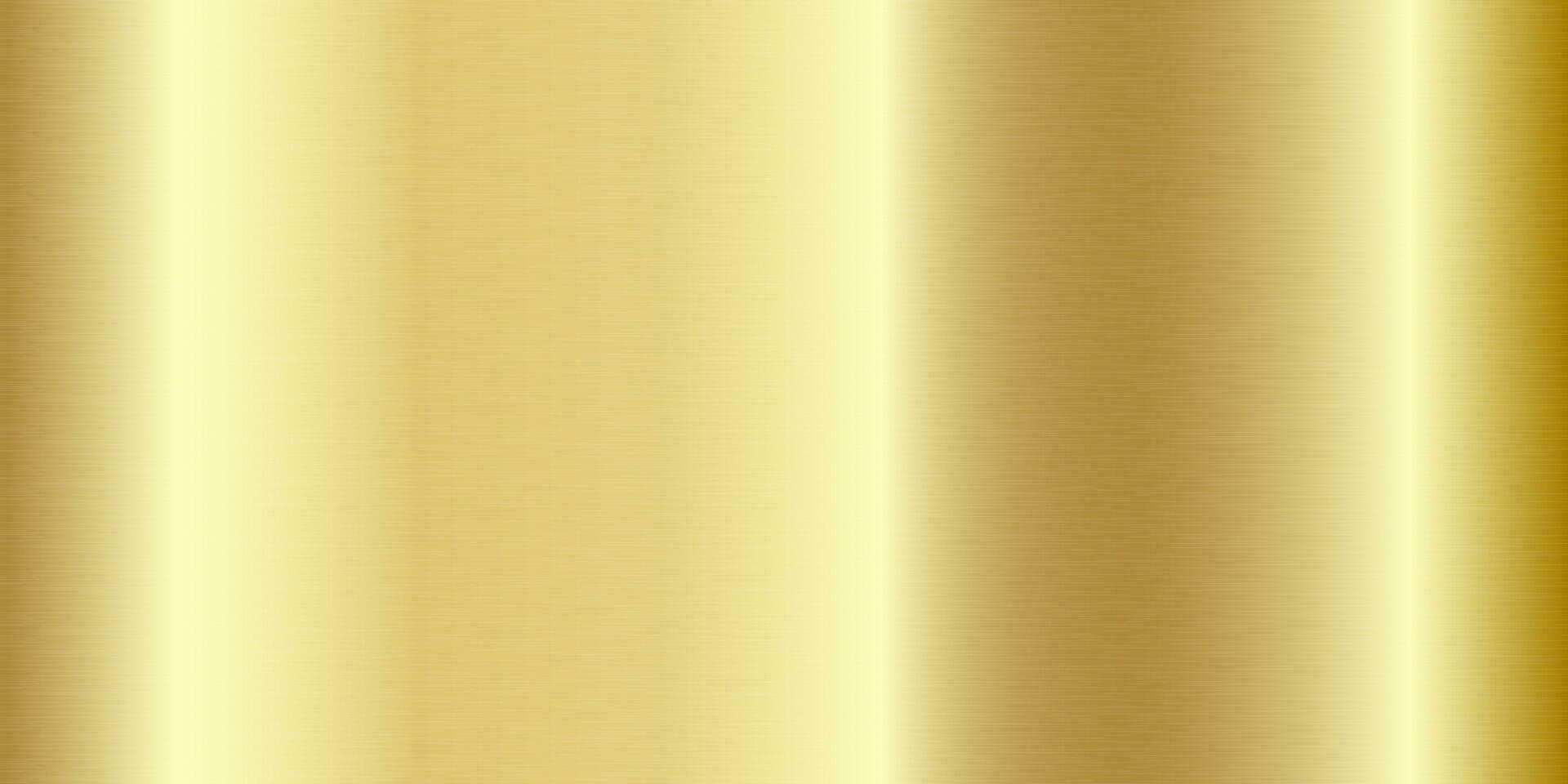 Gold foil texture background. Metal shiny gradient. Glossy surface with reflection and scratches. Realistic backdrop. Vector illustration.