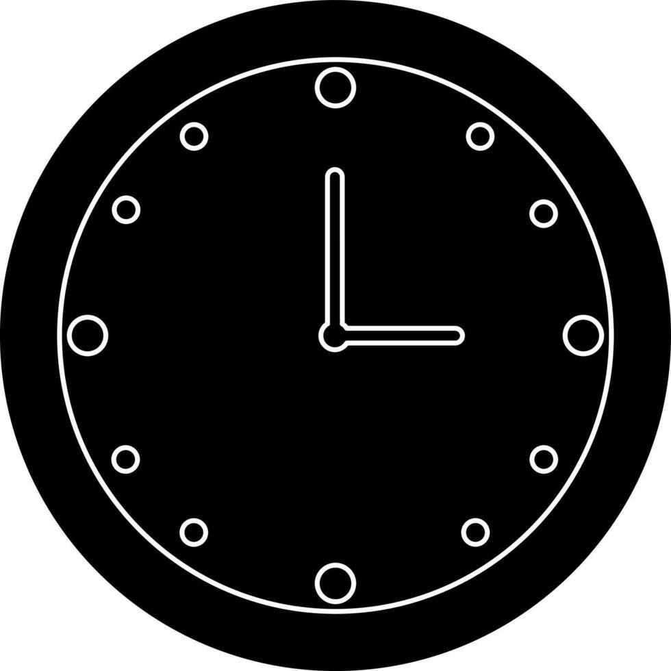 Glyph style of wall clock in icon for watching time. vector