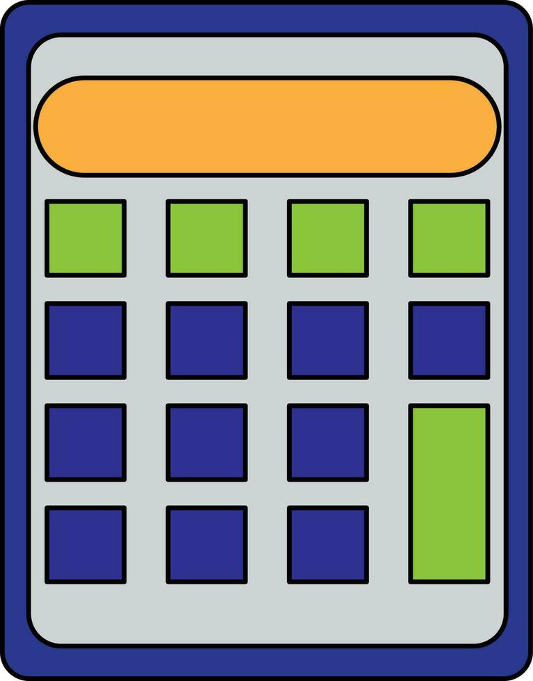 Color with stroke style of calculator icon for office work. vector