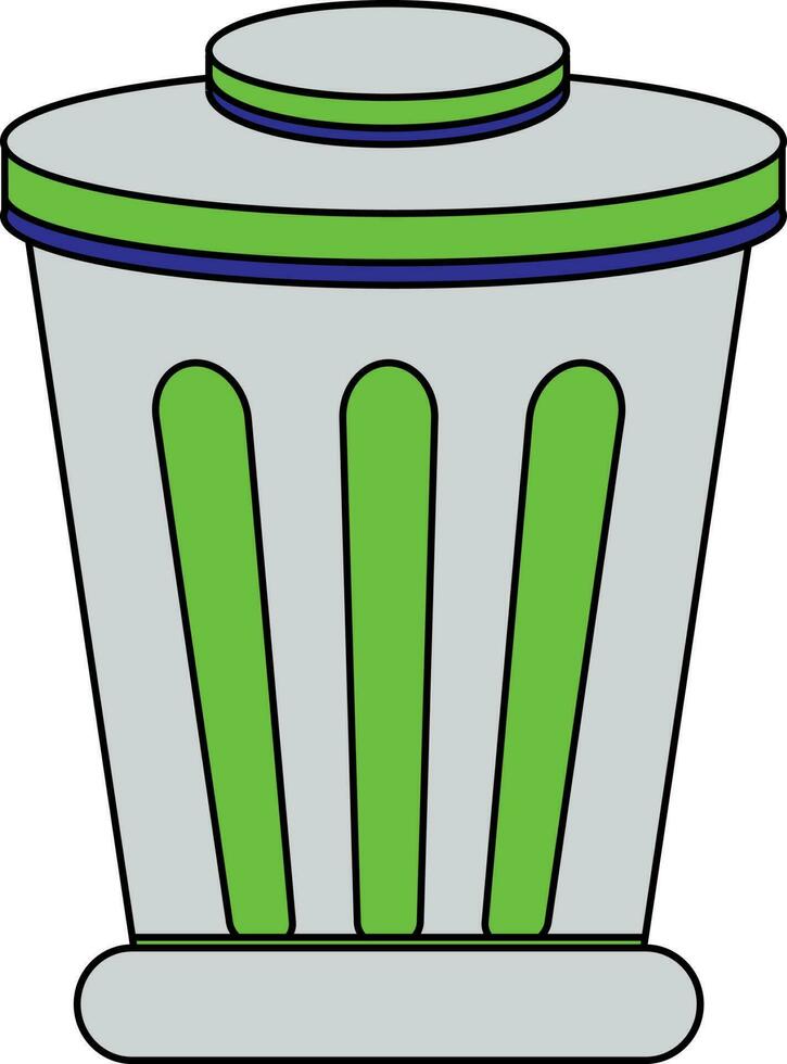 Dustbin icon in color with stroke for grabage. vector