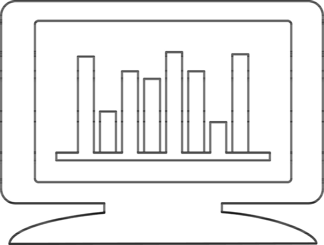 Graph icon in monitor with stroke for business concept. vector