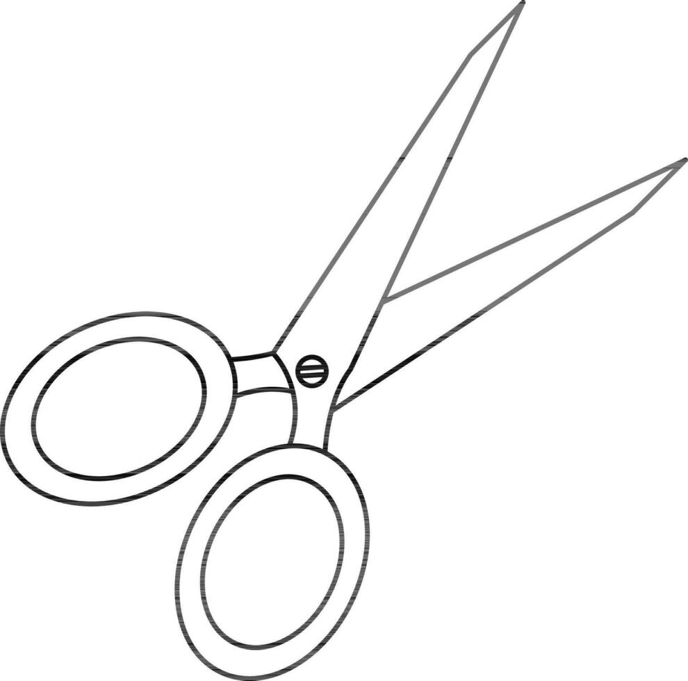 Stroke style of scissor icon for cutting concept. vector