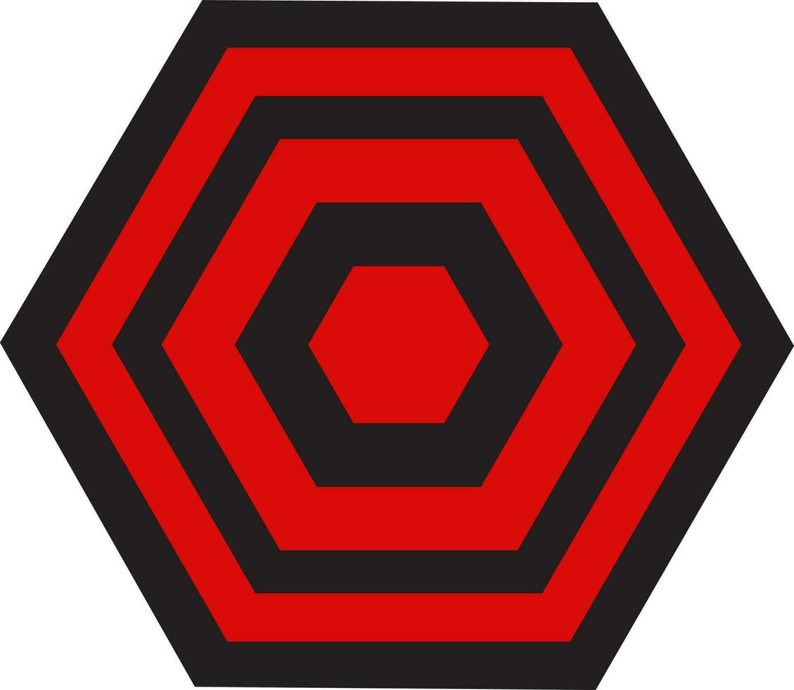 Red and black hexagonal shape. vector