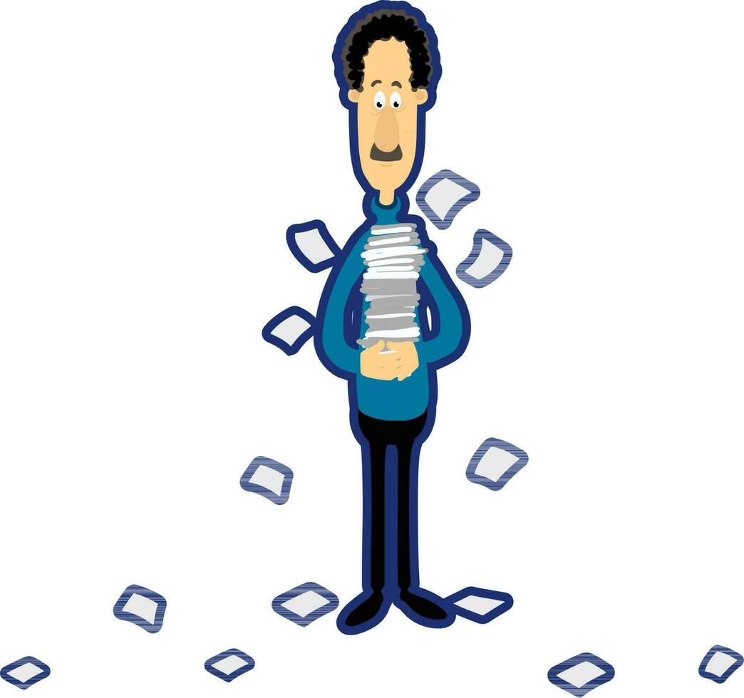 Flat illustration of Businessman with files. vector