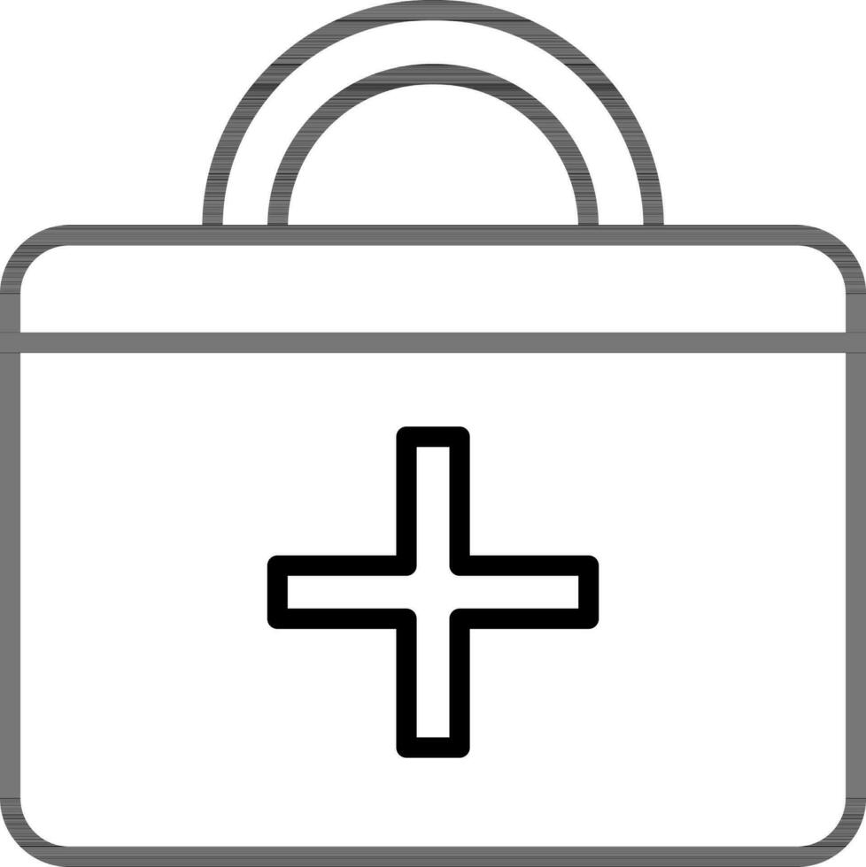 First Aid Box Icon in Black Line Art. vector
