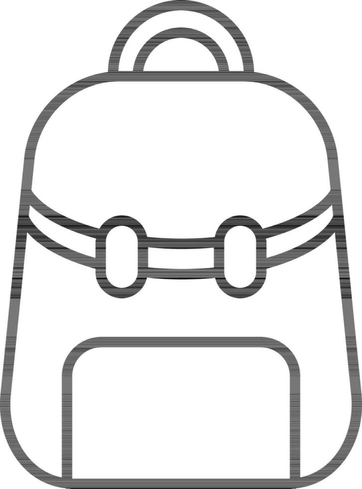 Black Line Art Backpack Icon in Flat Style. vector