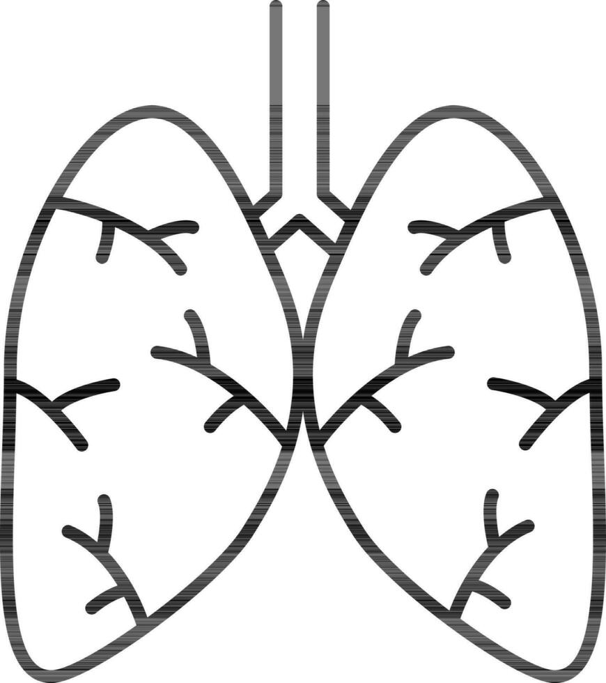 Illustration of Lungs Icon in Black Thin Line Art. vector
