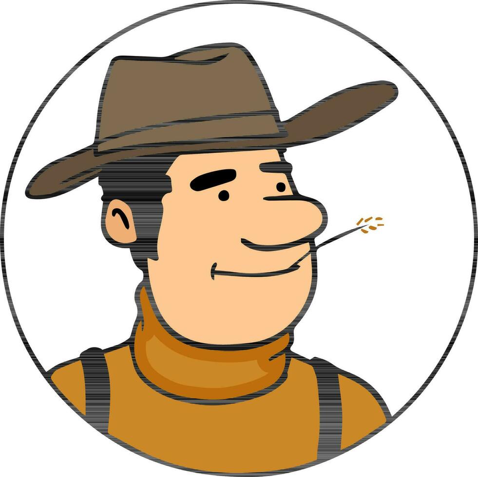 Character of a man in cowboy hat. vector