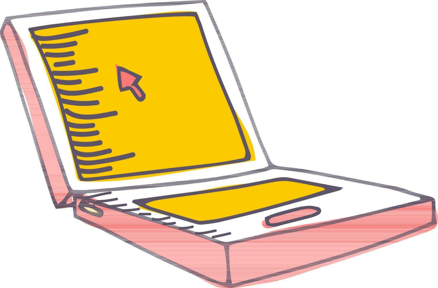 Hand drawn illustration of laptop. vector