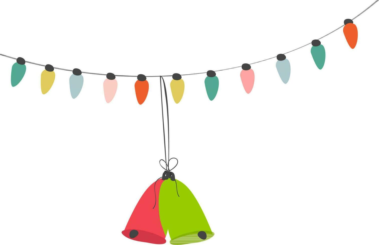 Beautiful bells with bunting flags. vector