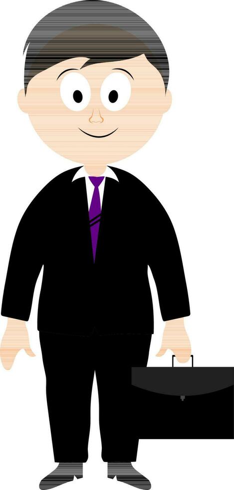 Character of a Young Businessman holding briefcase. vector