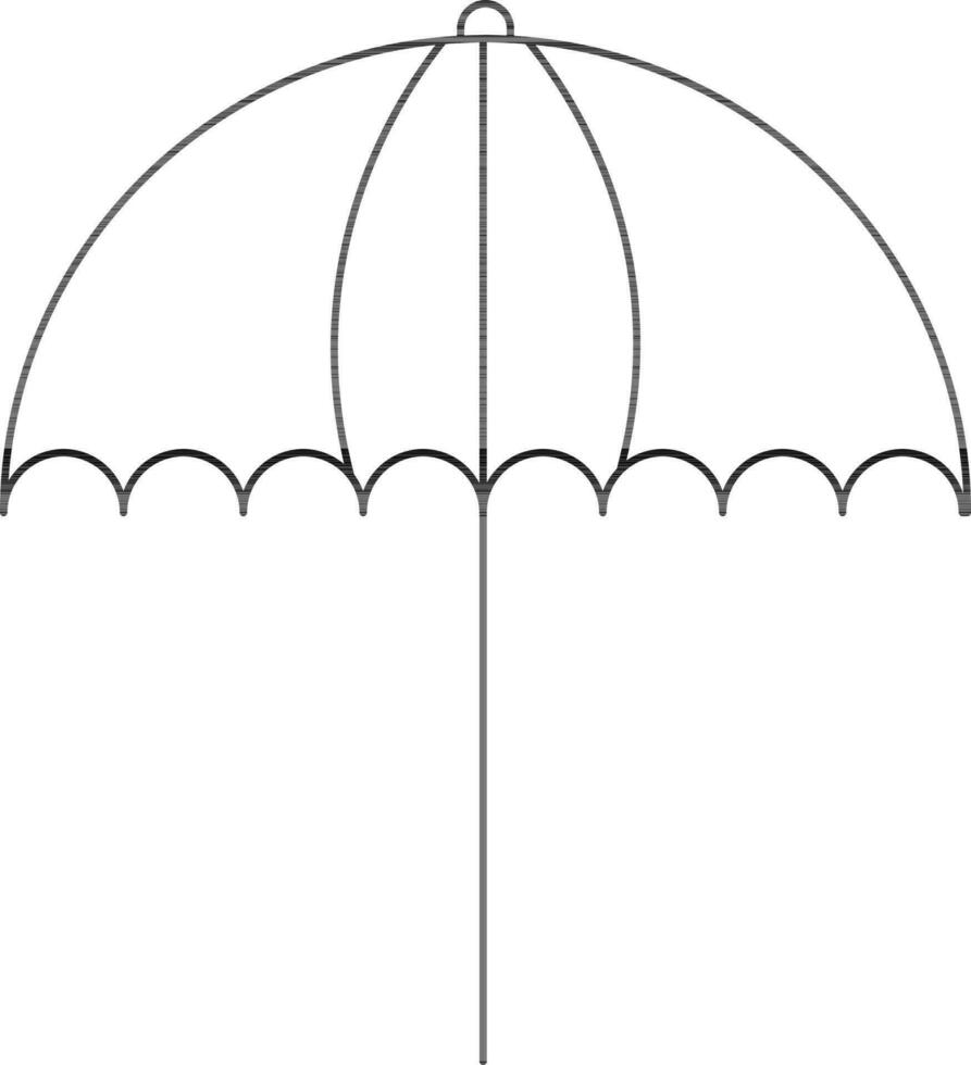 Black Outline Open Umbrella Icon on White Background. vector