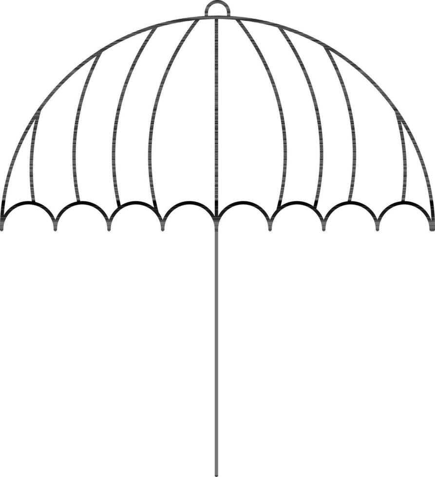 Black Line Art Illustration of Umbrella Icon. vector