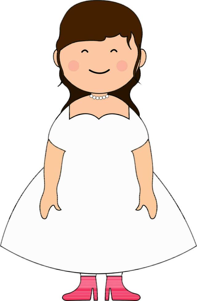 Cartoon character of a girl in Wedding Dress. vector