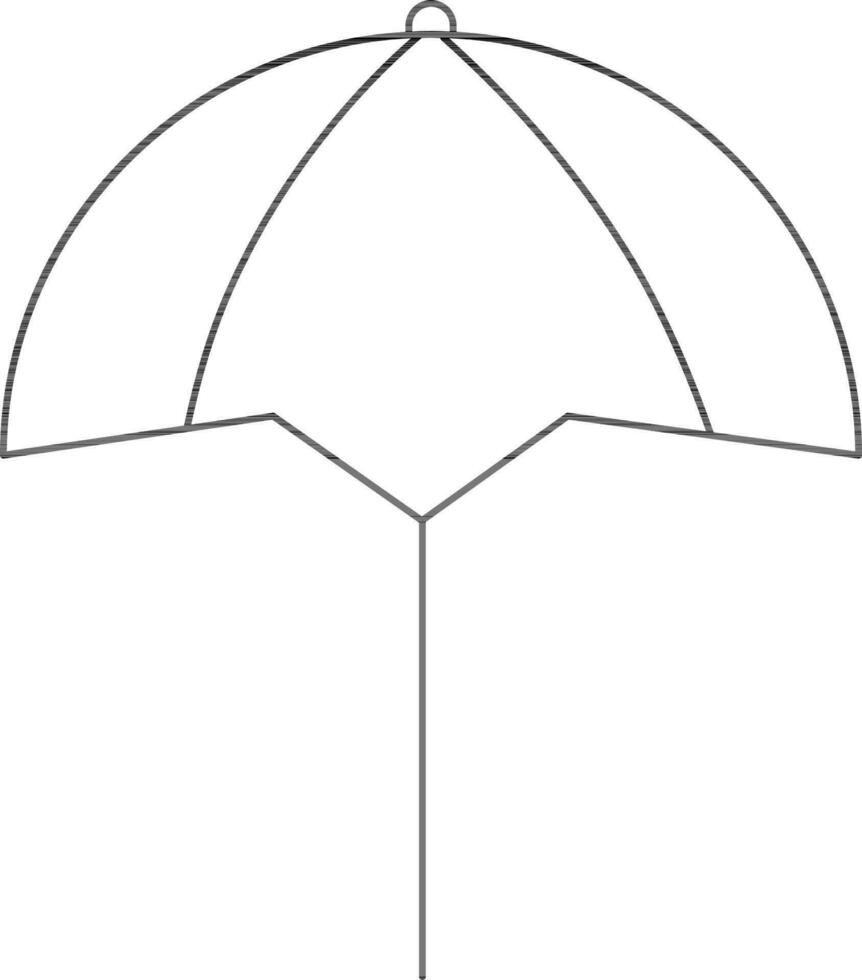 Black Line Art Illustration of Umbrella Icon. vector