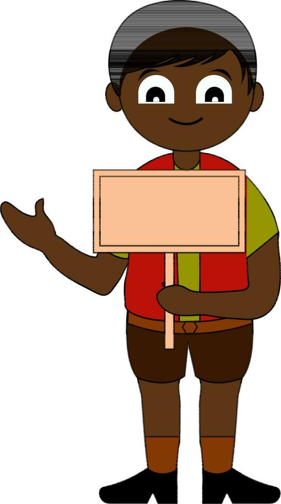 Character of cute Boy holding blank board. vector
