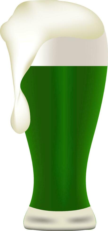 Beer glass in glossy green color. vector