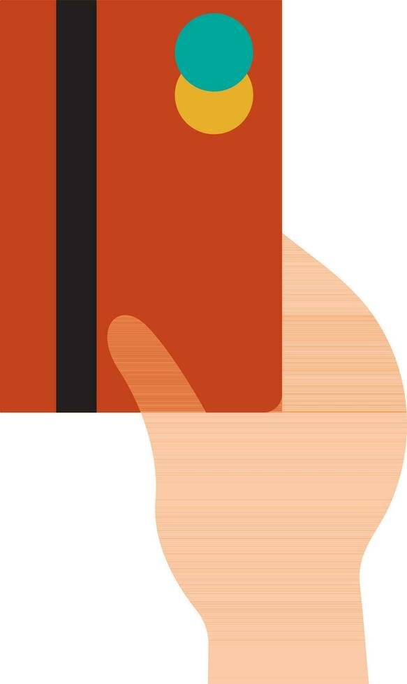 Flat style hand holding payment card. vector