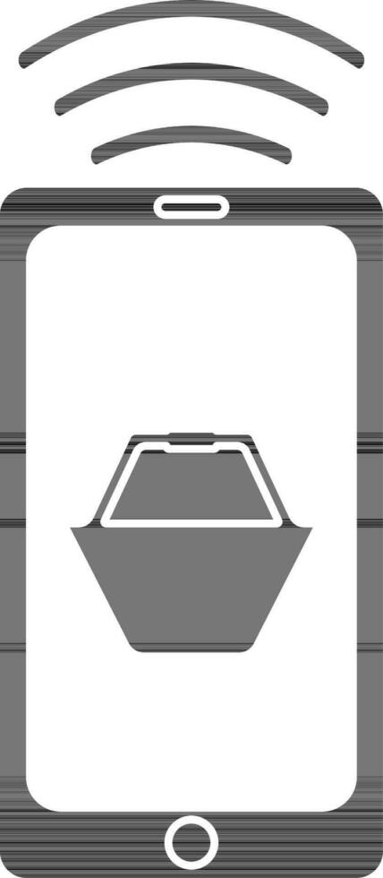 cesta en teléfono inteligente para en línea pago. vector