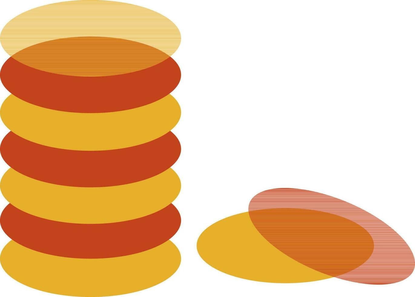 Money coins in yellow and orange color. vector