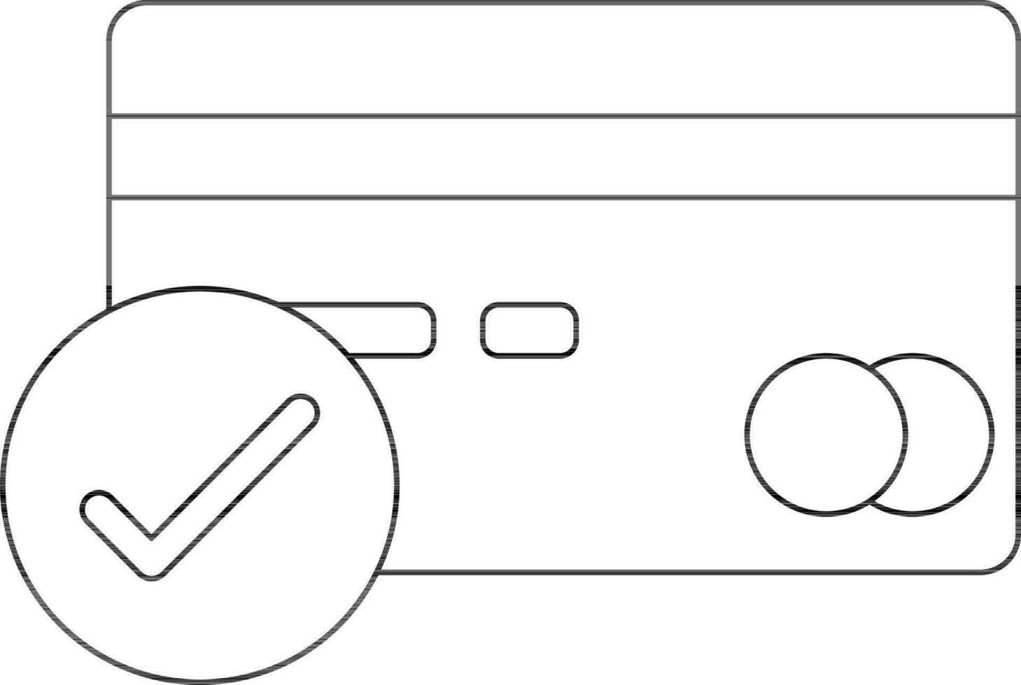 Line art card with payment approved sign. vector