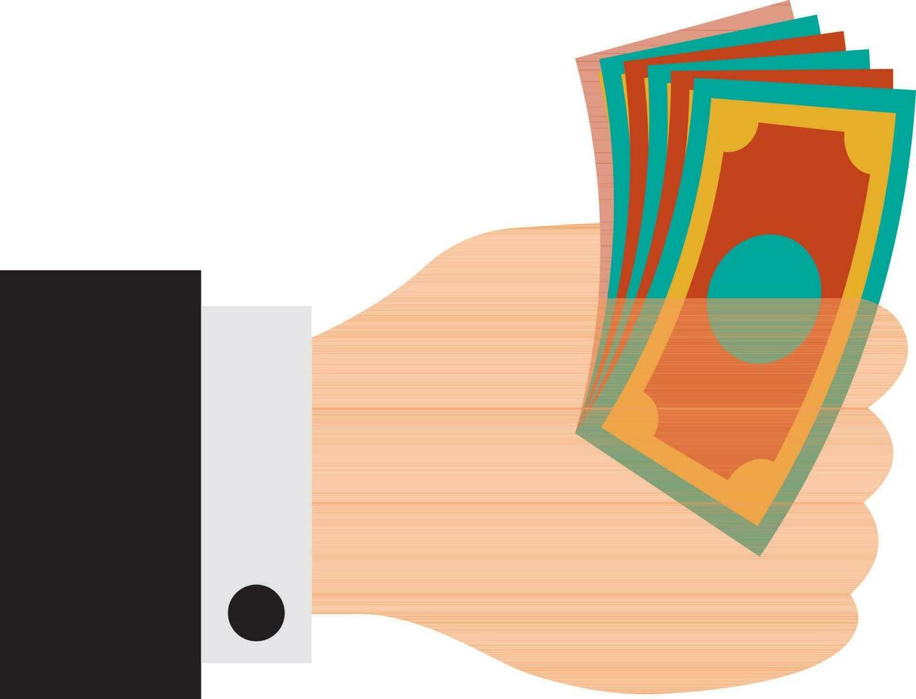 Illustration of hand holding money. vector
