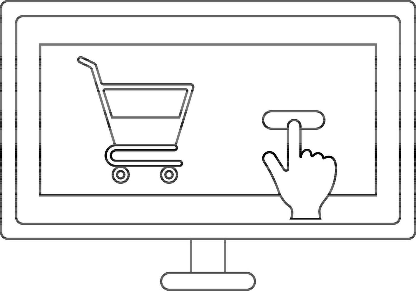 Basket in desktop screen for online payment. vector
