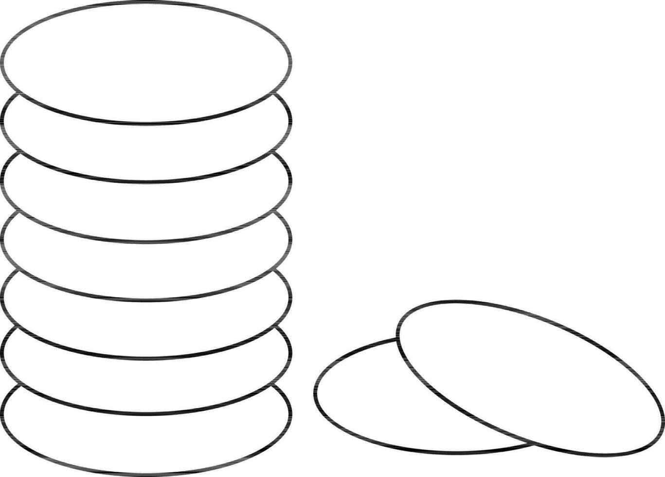 Money coins in line art illustration. vector