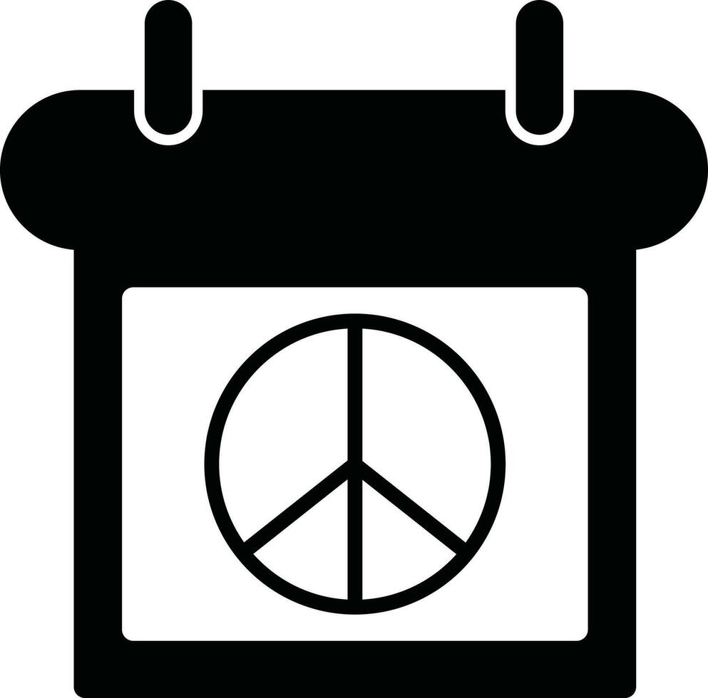 Peace day calendar icon in black color. vector