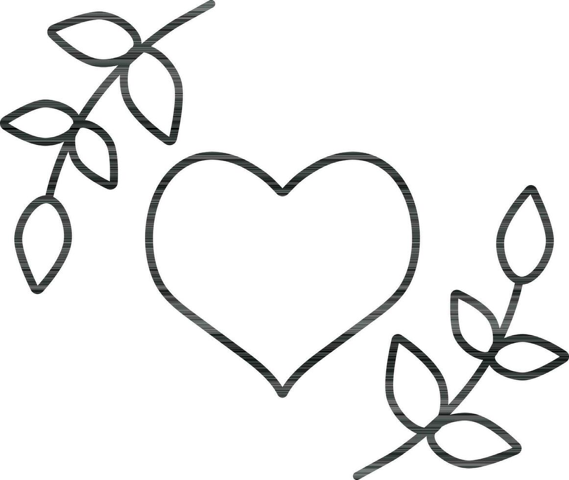 Icon of heart with round leaf. vector