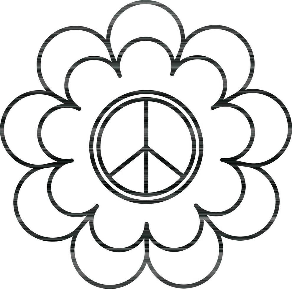 Icon of flower inside peace sign. vector