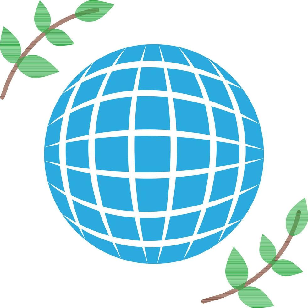 Blue color of globe icon and leaf. vector