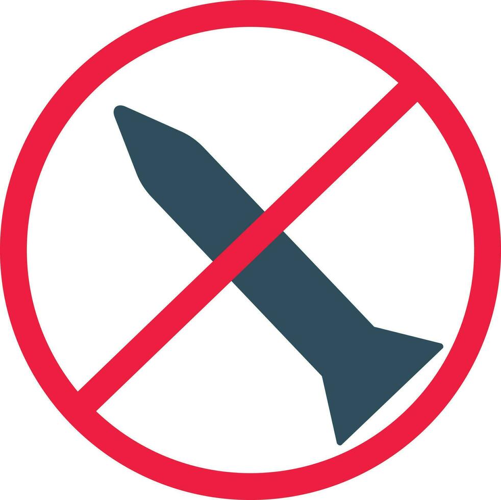 Red sign of ban in rocket. vector