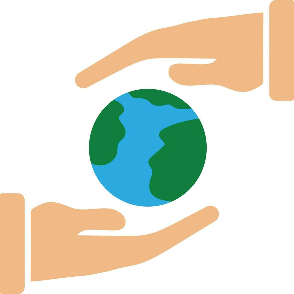 Icon of hands with earth. vector