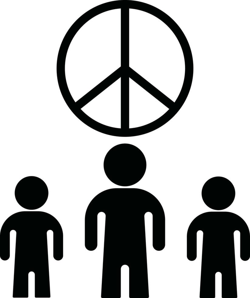 Three stand man with peace of icon. vector