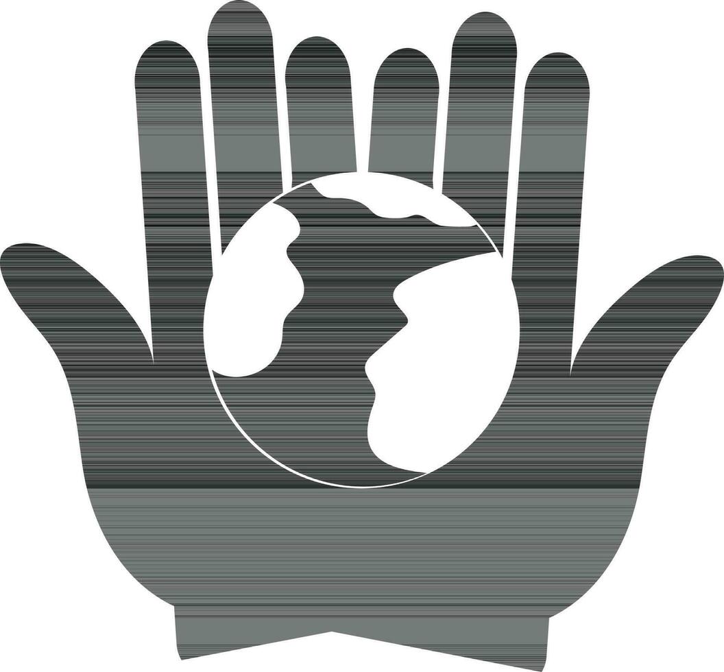 Icon of earth in hand. vector