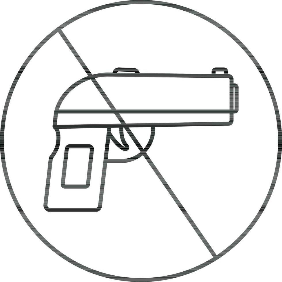 firmar de prohibición en pistola con carrera estilo. vector