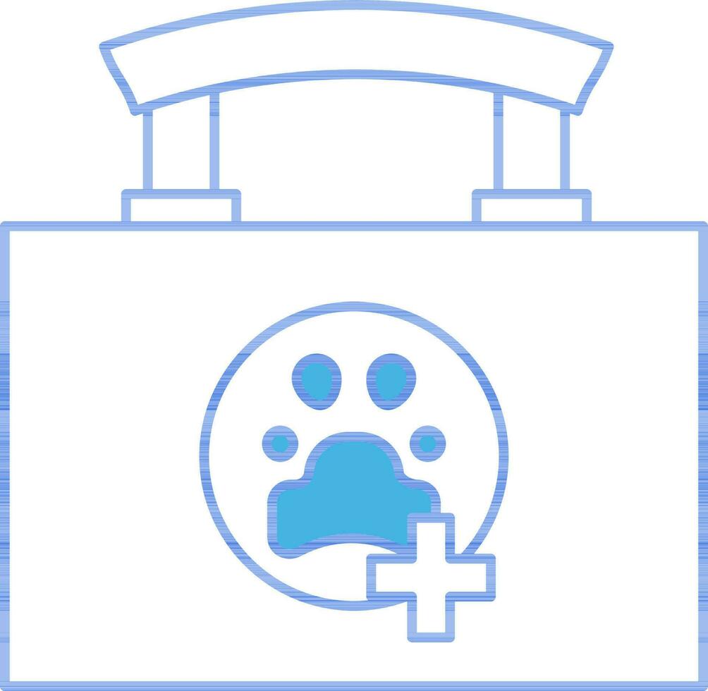 veterinario primero ayuda caja icono en azul y blanco color. vector