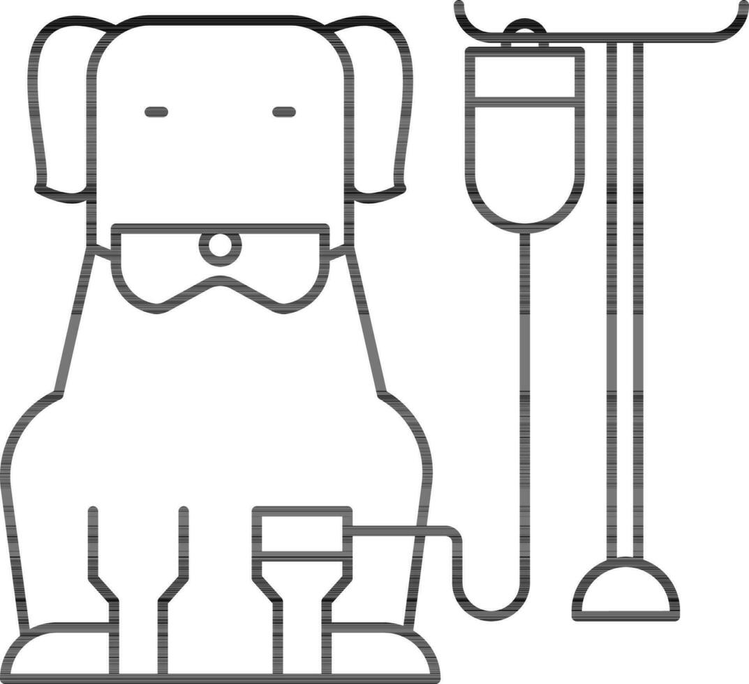 Dog Intravenous Therapy Icon in Black Line Art. vector