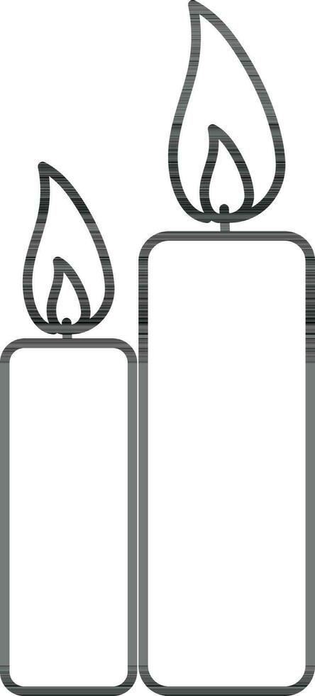 Stroke style of two candles in flames. vector
