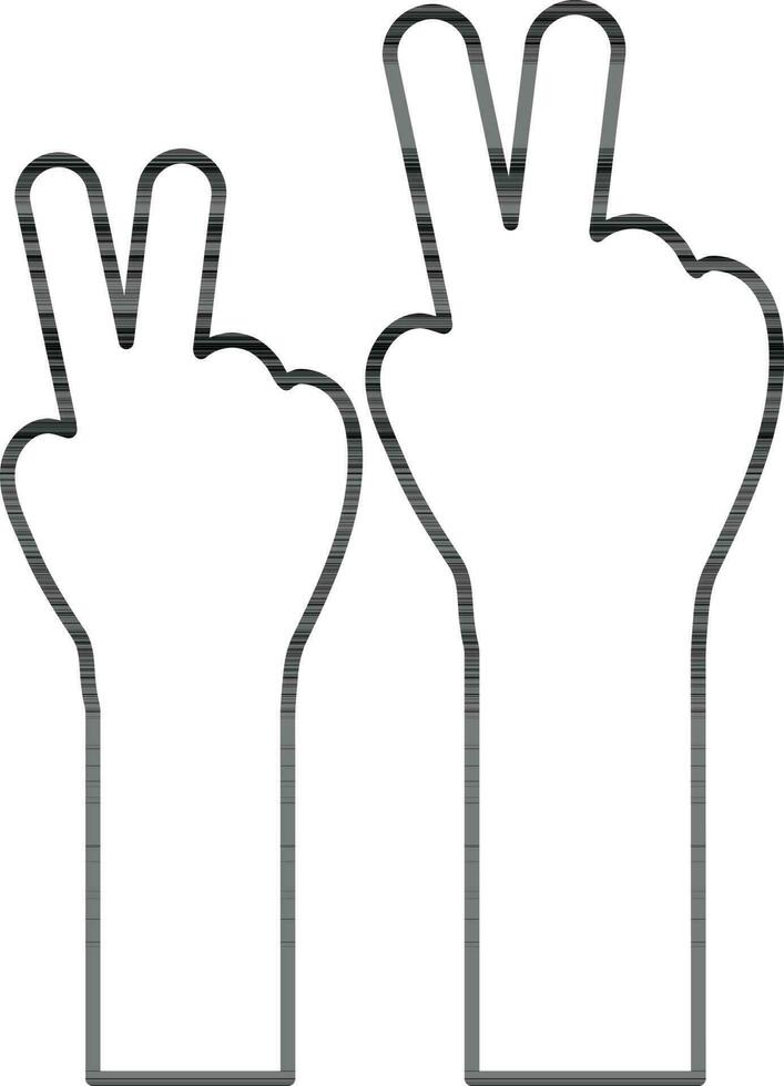 Stroke style of two hand in peace icon. vector