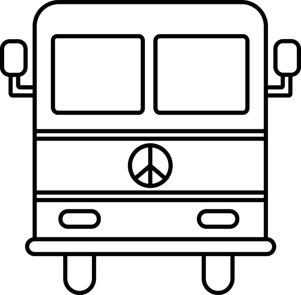 Stroke icon of bus with peace sign. vector