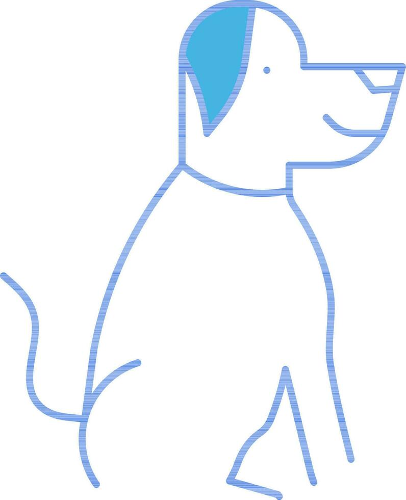Blue Line Art Dog Icon In Flat Style. vector