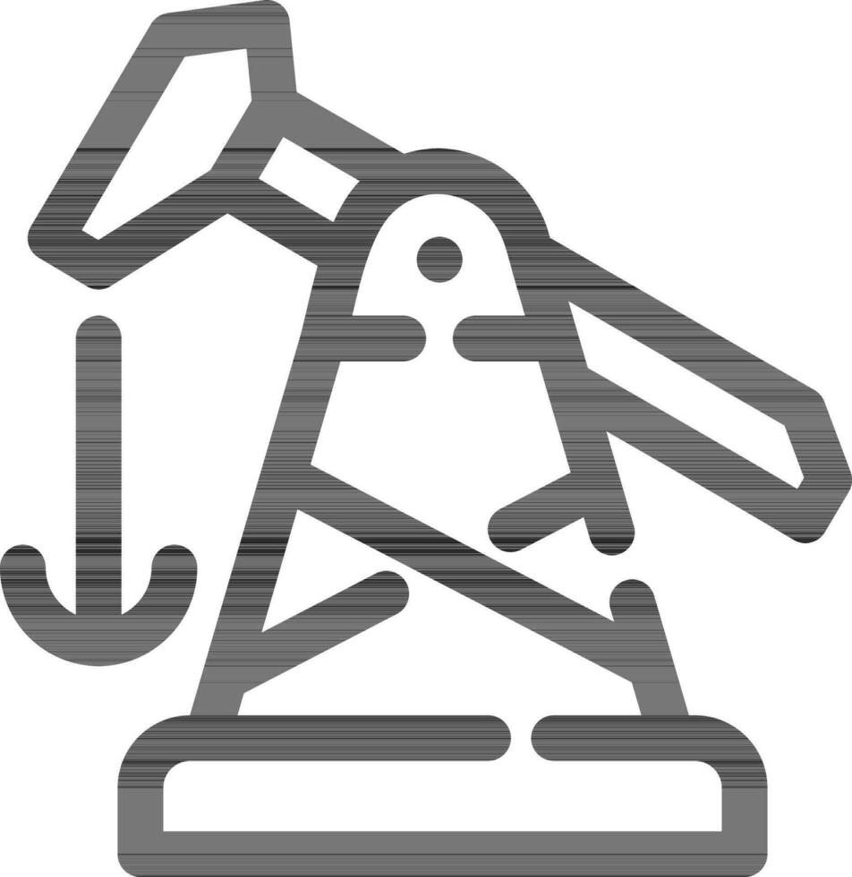 Line Art Pump Jack Icon in Flat Style. vector