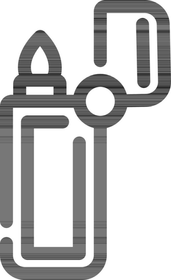 Black Line Art Illustration of Lighter Icon. vector