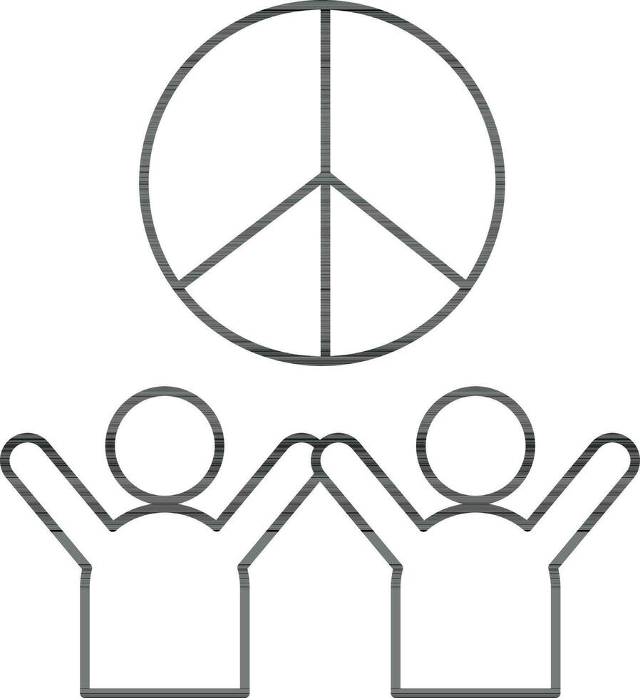 Two man holding peace icon. vector