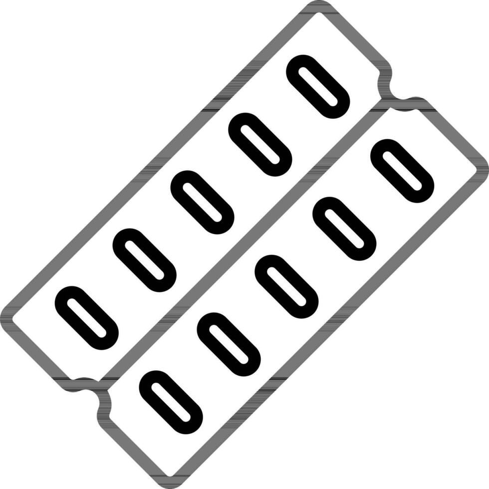 Capsule Packet Icon in Black Outline. vector