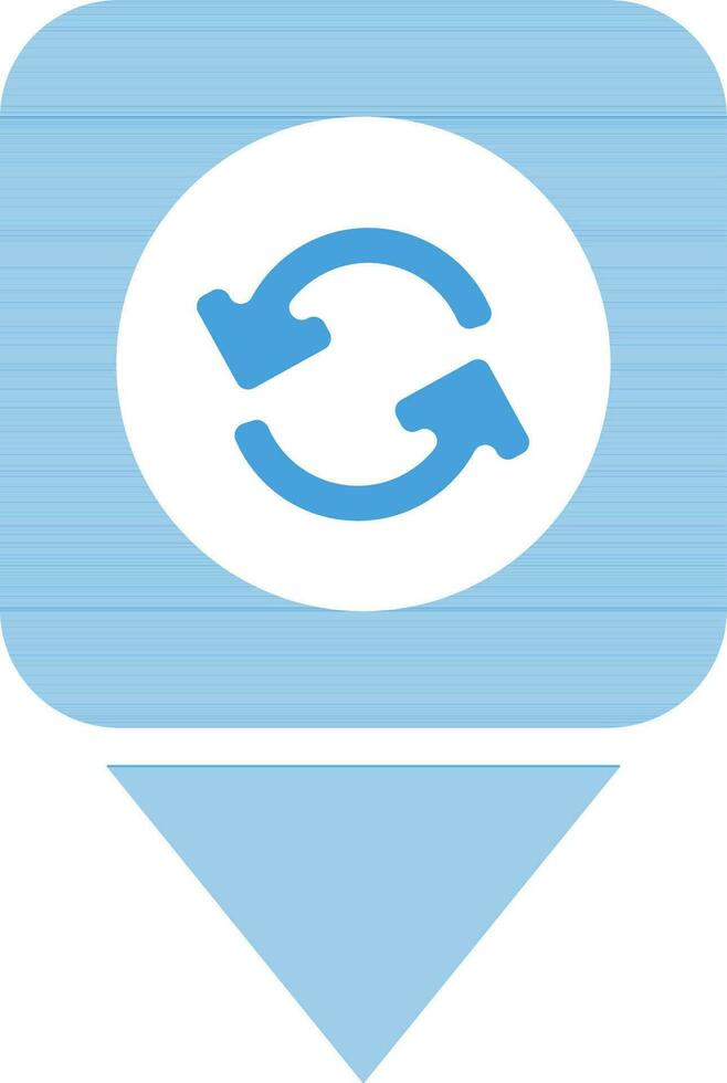Location turn on sign in map pin in blue and white color. vector